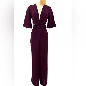 ZARA CUT OUT BURGUNDY COLOR STYLISH JUMPSUIT